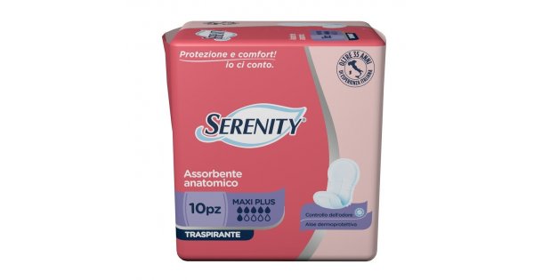 PANNOLONE SAGOMATO SERENITY ASSORBENTE ANATOMICO TRASPIRANTE MAXI PLUS 10 PEZZI - Pharmaleader