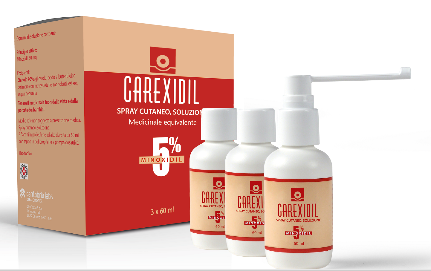 CAREXIDIL*3FL SOLUZ CUT 60ML5% - Pharmaleader