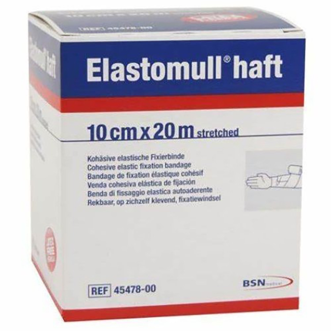 BENDA ELASTICA AUTOADESIVA PER FISSAGGIO MEDICAZIONI ELASTOMULL HAFT LF ALTEZZA 10 CM LUNGHEZZA 20 M - Pharmaleader