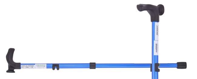 BASTONE CON IMPUGNATURA PALMARE DESTRA CANNA IN LEGA GRIGIO+IMPUGNATURA NERO - Pharmaleader