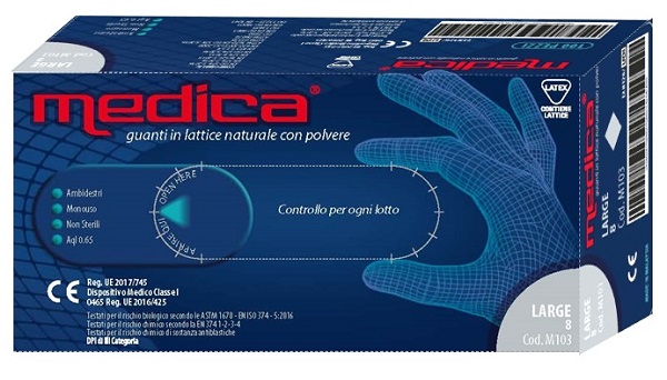 MEDICA GUANTO LATTICE N/STERILE CON POLVERE DM MISURA L 100 PEZZI - Pharmaleader
