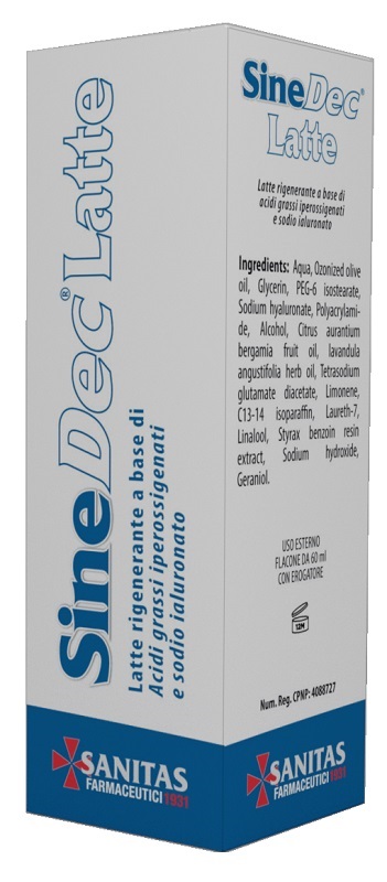 EMULSIONE PROFUMATA CONTENENTE OLIO OSSIGENATO PER PREVENZIONE E MEDICAZIONE DELLE ULCERE DA DECUBITO DI GRADO I SU PELLE INTEGRA SINEDEC LATTE 60ML - Pharmaleader