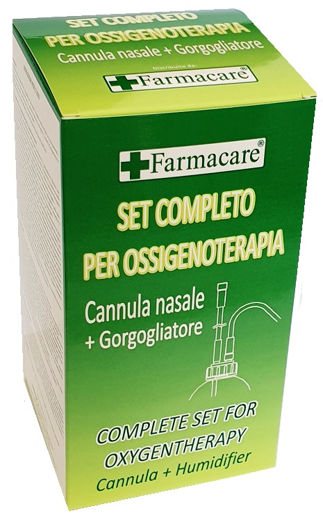 SET PER OSSIGENOTERAPIA CON SOSTEGNO A OCCHIALE MUNITO DI TUBO DI COLLEGAMENTO FLESSIBILE ANTIOTTURAMENTO ED UN GORGOGLIATORE PER UMIDUFUCAZIONE - Pharmaleader