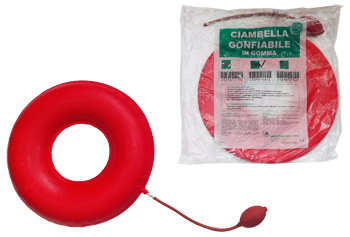 CIAMBELLA GONFIABILE PER INVALIDI IN GOMMA ROSSA TEAM DELUXE CON POMPA 43CM DIAMETRO - Pharmaleader
