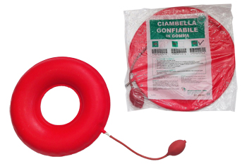 CIAMBELLA GONFIABILE PER INVALIDI IN GOMMA ROSSA TEAM DELUXE CON POMPA 45CM DIAMETRO - Pharmaleader