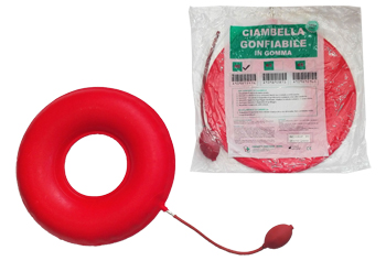 CIAMBELLA GONFIABILE PER INVALIDI IN GOMMA ROSSA TEAM DELUXE CON POMPA 40CM DIAMETRO - Pharmaleader