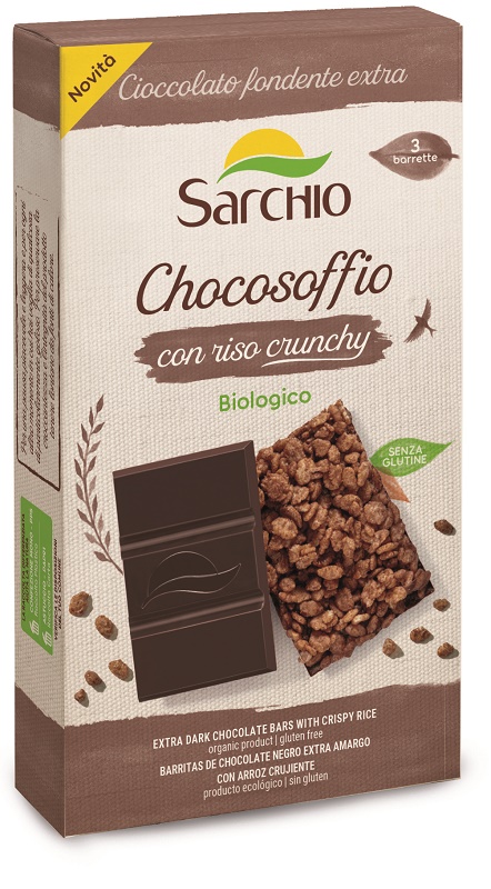 CHOCOSOFFIO BARRETTA CIOCCOLATO FONDENTE EXTRA E RISO CROCCANTE 3 PEZZI DA 25 G - Pharmaleader