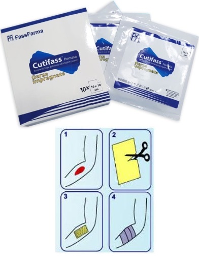 CUTIFASS GARZA 10X10 CM IMPREGNATA CON POMATA 10 PEZZI - Pharmaleader