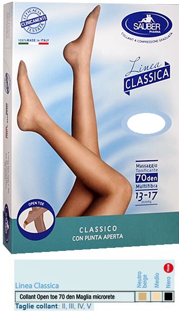 SAUBER COLLANT OPEN TOE MAGLIA MICRORETE 70 DEN COLORE MEDIO 5 LINEA CLASSICA - Pharmaleader