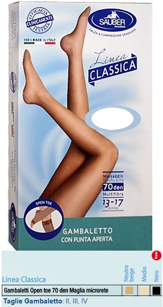 SAUBER GAMBALETTO OPEN TOE MAGLIA MICRORETE 70 DEN COLORE MEDIO TAGLIA 2 LINEA CLASSICA - Pharmaleader