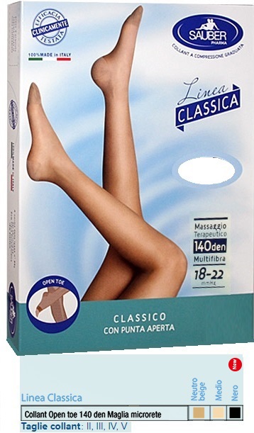 SAUBER COLLANT OPEN TOE MAGLIA MICRORETE 140 DEN COLORE MEDIO 4 LINEA CLASSICA - Pharmaleader