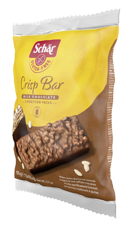 SCHAR CRISP BAR WAFERS CON NOCCIOLE RICOPERTI DI RISO SOFFIATO E CIOCCOLATO AL LATTE 3 PORZIONI DA 35 G - Pharmaleader