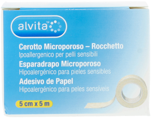 CEROTTO MICROPOROSO IN ROCCHETTO ALVITA IPOALLERGENICO PER PELLI SENSIBILI 5X500CM - Pharmaleader