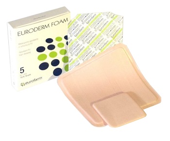 MEDICAZIONE IN POLIURETANO EURODERM FOAM MISURA 10X10CM 5 PEZZI - Pharmaleader