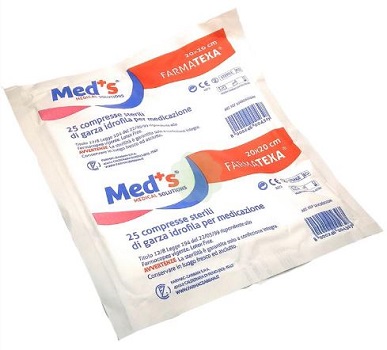 GARZA COMPRESSA IDROFILA MEDS FARMATEXA 12/8 20X20CM 25 PEZZI - Pharmaleader