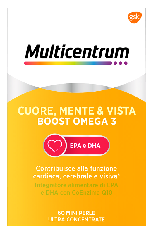 MULTICENTRUM CUORE MENTE E VISTA BOOST OMEGA 3 60 MINI PERLE - Pharmaleader