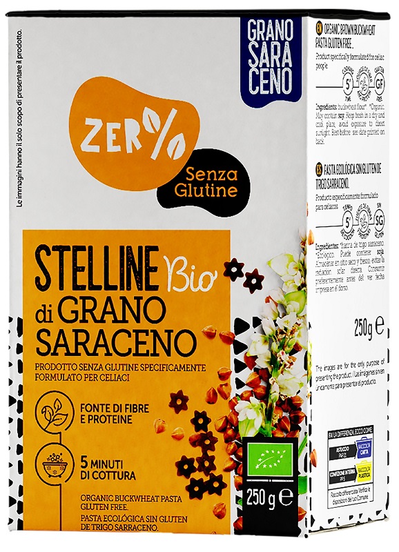 ZERO% GLUTINE STELLINE GRANO SARACENO INTEGRALE SENZA GLUTINE BIO 250 G - Pharmaleader
