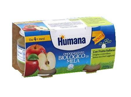 HUMANA OMOGENEIZZATO MELA BIO 2 VASETTI 100G - Pharmaleader