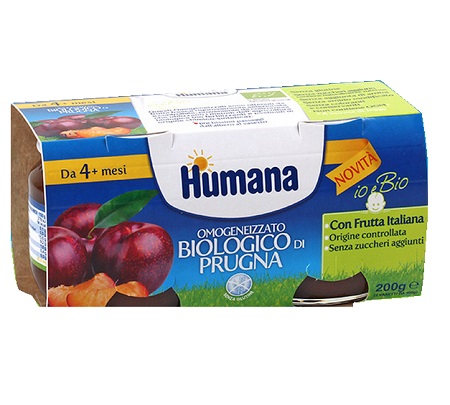 HUMANA OMOGENEIZZATO PRUGNA BIO 2 VASETTI 100 G - Pharmaleader