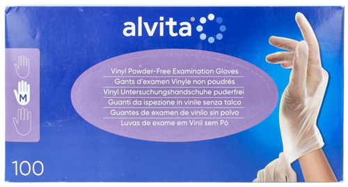 GUANTI DA ISPEZIONE ALVITA IN VINILE SENZA TALCO M 100 PEZZI - Pharmaleader