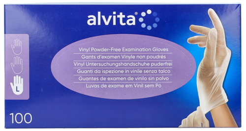 GUANTI DA ISPEZIONE ALVITA IN VINILE SENZA TALCO L 100 PEZZI - Pharmaleader