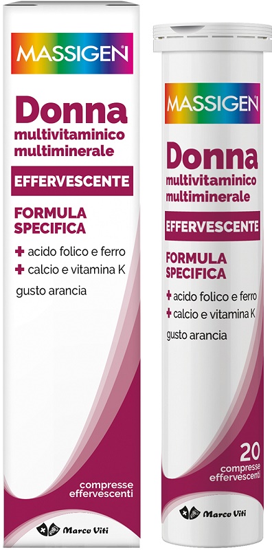 MASSIGEN DONNA MULTIVITAMINICO E MULTIMINERALE EFFERVESCENTE 20 COMPRESSE - Pharmaleader