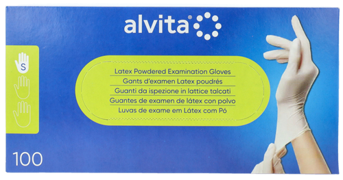 GUANTI DA ISPEZIONE ALVITA IN LATTICE TALCATI S 100 PEZZI - Pharmaleader
