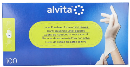GUANTI DA ISPEZIONE ALVITA IN LATTICE TALCATI M 100 PEZZI - Pharmaleader