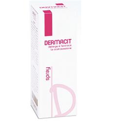 DERMACIT SPRAY FLACONE CILINDRICO IN PE BIANCO CON TASTO EROGATORE SPRAY IN PP BIANCO E CAPPUCCIO SALVATASTO TRASPARENTE,DISPOSITIVO MEDICO 1 PZ - Pharmaleader