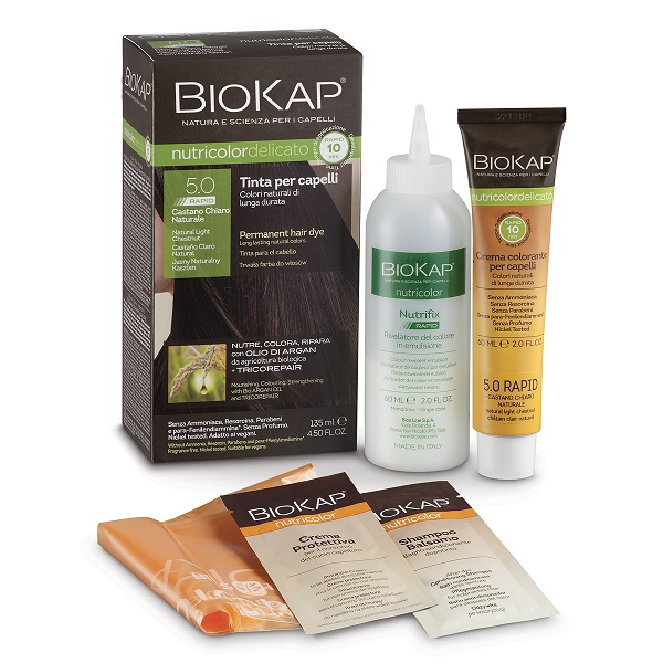 BIOS LINE  BIOKAP NUTRICOLOR DELICATO RAPID TINTA 5,0 CASTANO CHIARO NATURALE 135 ML - Pharmaleader