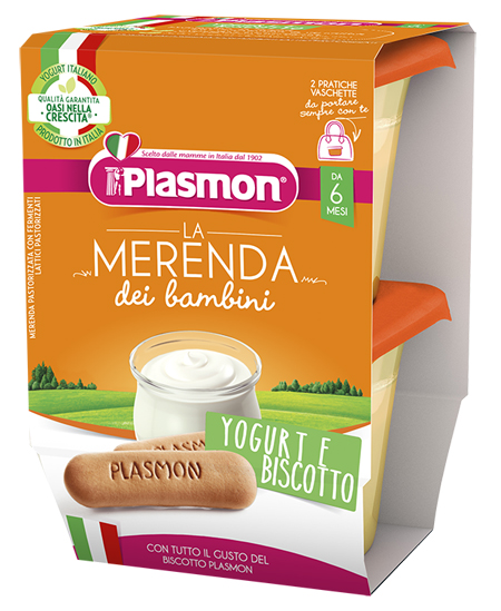 PLASMON LA MERENDA DEI BAMBINI SAPORE DI NATURA YOGURT BISCOTTO ASETTICO 2 X 120 G - Pharmaleader