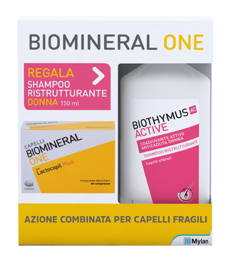 BIOMINERAL ONE LACTOCAPIL 30 COMPRESSE + BIOTHYMUS SHAMPOO DONNA RISTRUTTURANTE 150 ML - Pharmaleader