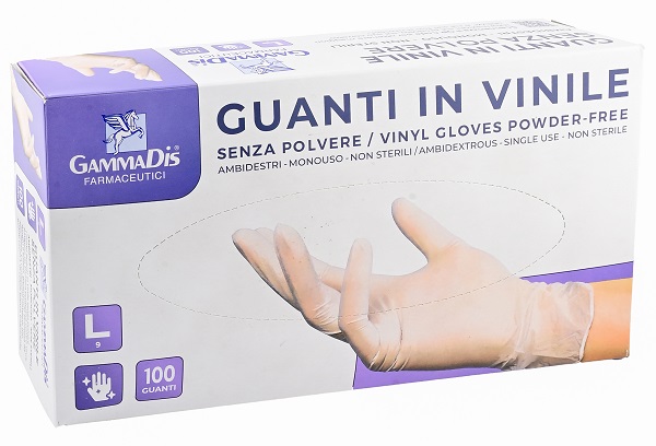 GUANTI VINILE SENZA POLVERE LARGE 100 PEZZI GAMMADIS - Pharmaleader