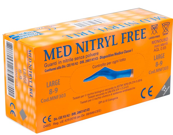 GUANTI NITRILE SENZA POLVERE LARGE 100 PEZZI GAMMADIS - Pharmaleader