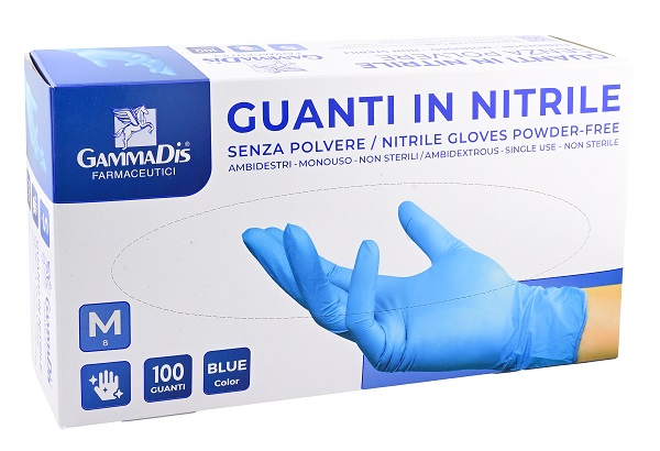 GUANTI NITRILE SENZA POLVERE MEDIUM 100 PEZZI GAMMADIS - Pharmaleader
