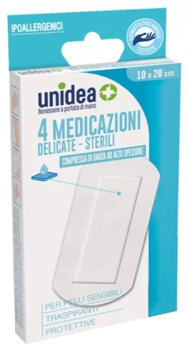 MEDICAZIONE STERILE UNIDEA TESSUTO NON TESSUTO 10X20 CM 4 PEZZI - Pharmaleader