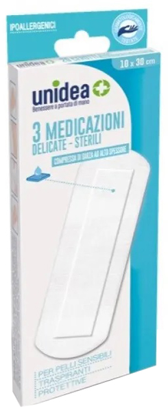 MEDICAZIONE STERILE UNIDEA TESSUTO NON TESSUTO 10X30 CM 3 PEZZI - Pharmaleader