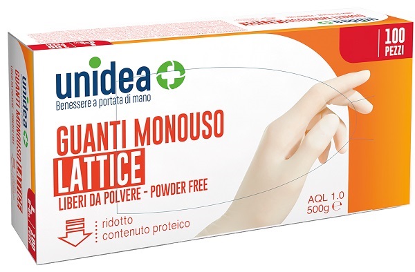 GUANTI IN LATTICE SENZA POLVERE UNIDEA MISURA MEDIA 100 PEZZI - Pharmaleader