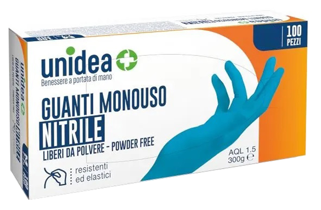 GUANTI IN NITRILE SENZA POLVERE UNIDEA MISURA SMALL 100 PEZZI - Pharmaleader