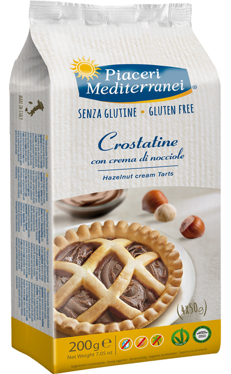 PIACERI MEDITERRANEI CROSTATINA CON CREMA DI NOCCIOLA 4 X 50 G - Pharmaleader