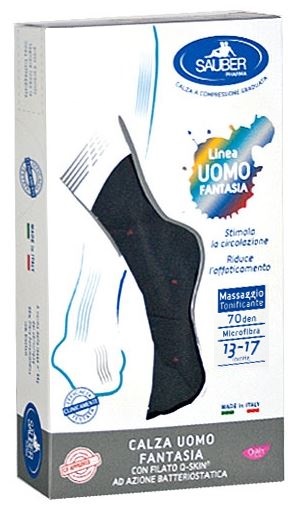 SAUBER CALZA UOMO FANTASIA Q-SKIN 70 DEN BLU POIS ROSSI TAGLIA M - Pharmaleader