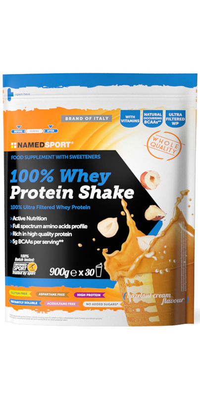 100% WHEY PROTEIN SHAKE HAZELNUT CREAM 900 G - Pharmaleader