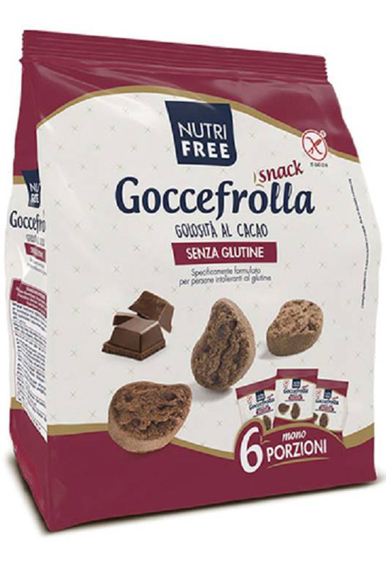 NUTRIFREE GOCCEFROLLA SNACK GOLOSITA' AL CACAO SENZA LATTOSIO 6 MONOPORZIONI DA 40 G - Pharmaleader
