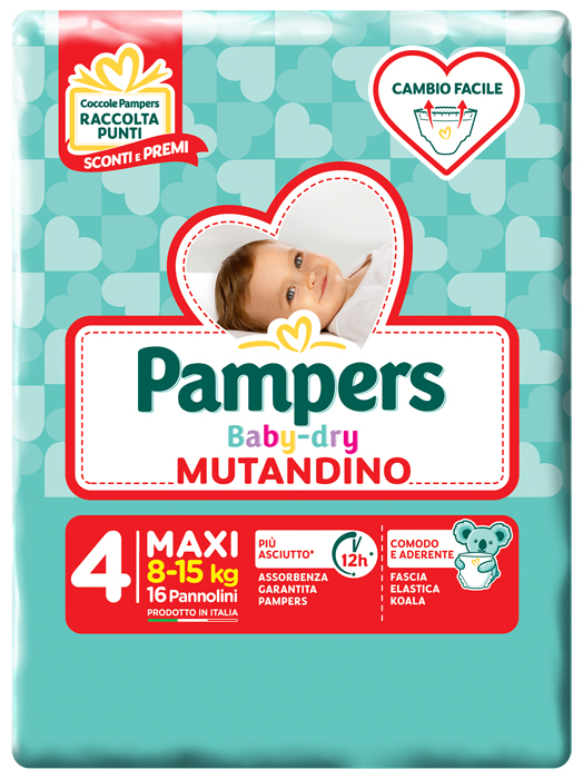 PAMPERS BABY DRY MUTANDINA MAXI 4 SMALL PACK 16 PEZZI - Pharmaleader