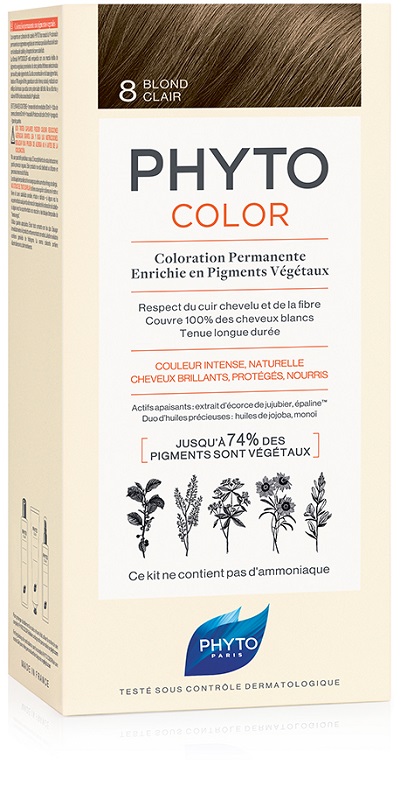 PHYTOCOLOR 8 BIONDO CHIARO 1 LATTE + 1 CREMA + 1 MASCHERA + 1 PAIO DI GUANTI - Pharmaleader