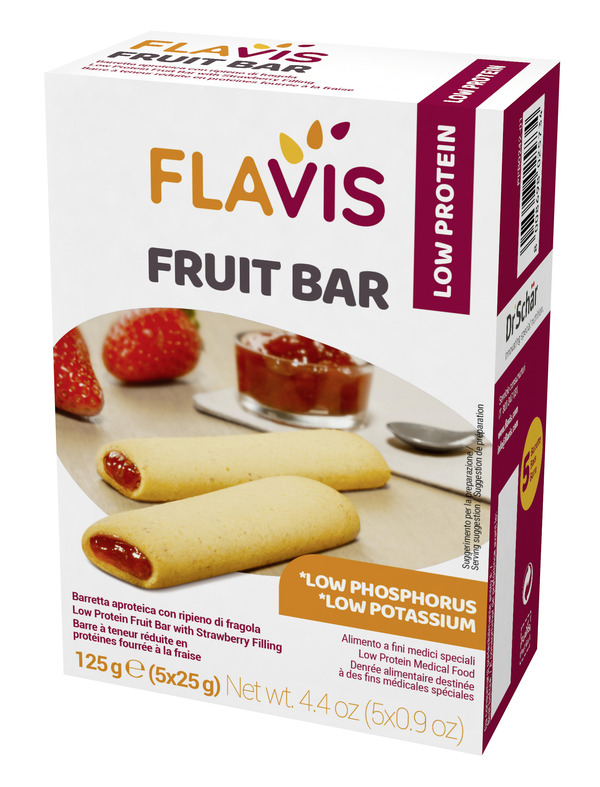FLAVIS FRUIT BAR BARRETTA APROTEICA CON RIPIENO DI FRAGOLA 5 PEZZI DA 25 G - Pharmaleader