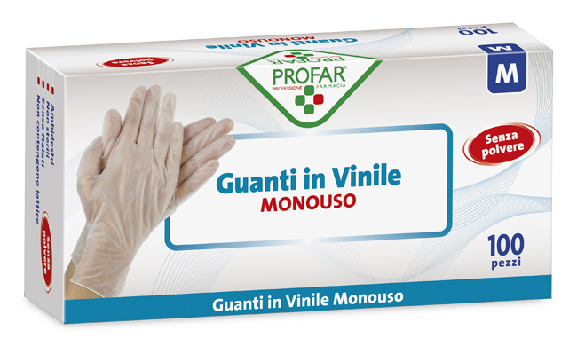 PROFAR GUANTO IN VINILE SENZA POLVERE M 100 PEZZI - Pharmaleader
