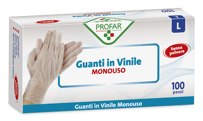 PROFAR GUANTO IN VINILE SENZA POLVERE L 100 PEZZI - Pharmaleader
