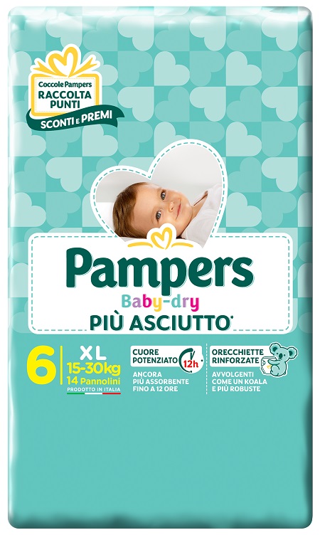 PAMPERS BABY DRY DWCT XL 14 PEZZI - Pharmaleader