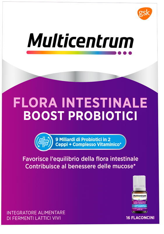 MULTICENTRUM FLORA INTESTINALE BOOST PROBIOTICI 16 FLACONCINI - Pharmaleader